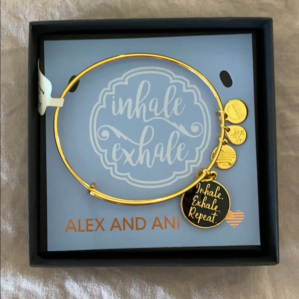 Alex and Ani “inhale exhale repeat” charm bracelet